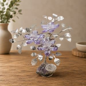Regalo nozze d'argento con fiori in cristallo