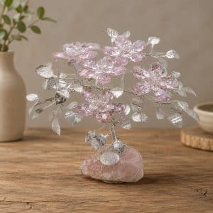 regalo nozze d'argento con albero decorativo con fiori in cristallo