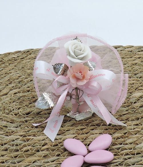 Bomboniera bambina con rosa