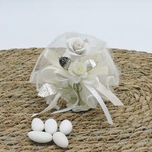 Bomboniera con rosa in argento