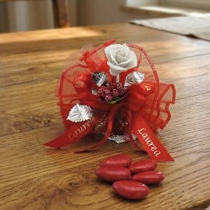 Bomboniera laurea con rosa