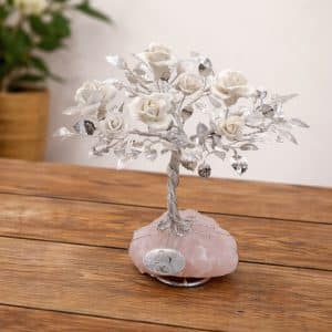 Regalo nozze d'argento con albero decorativo con rose