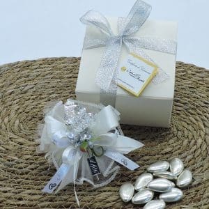 Bomboniera nozze d'argento con fiore cristallo