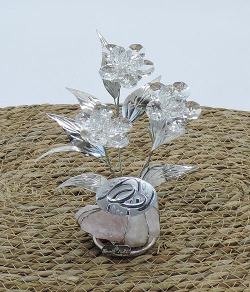 Regalo matrimonio con fiori in cristallo