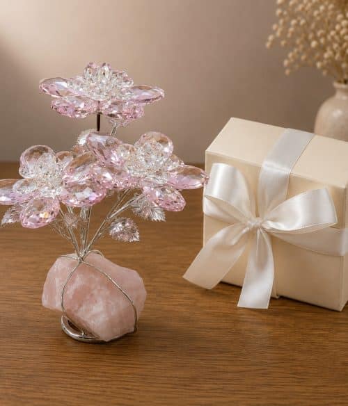idea regalo con fiori in cristallo