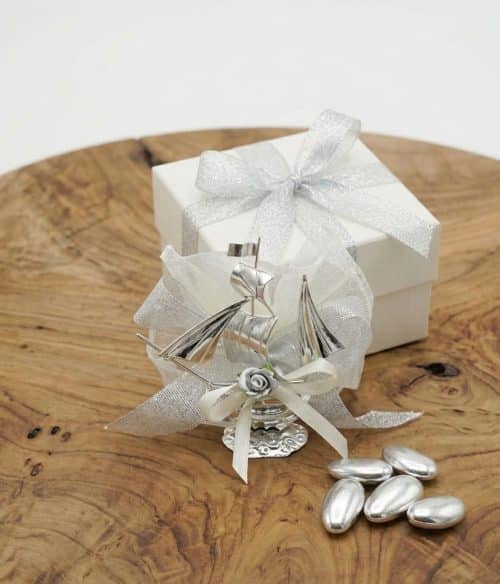 Bomboniera nozze d'Argento con veliero fatto a mano
