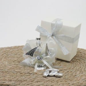 Bomboniera nozze d'argento con veliero artigianale