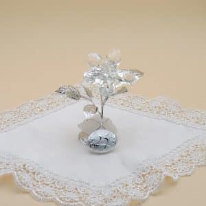 Regalo nozze d'argento con fiore in cristallo