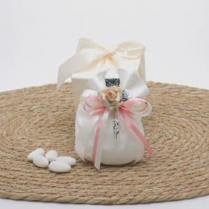 bomboniera con delicata rosa in porcellana