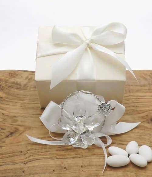 Bomboniera matrimonio con fiore in cristallo