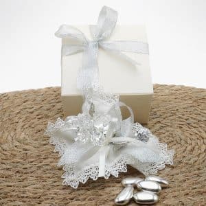 Bomboniera nozze d'argento con fiore in cristallo