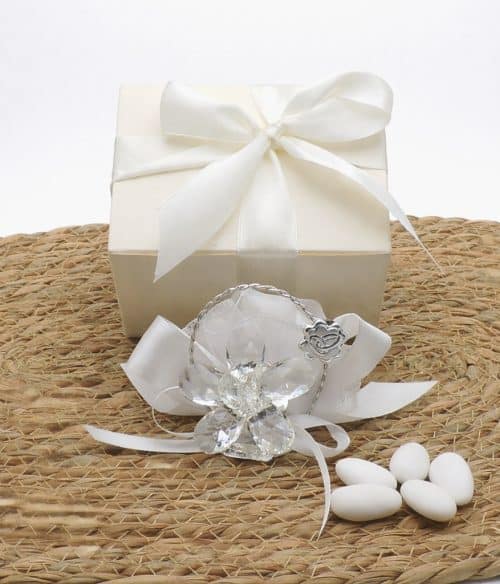 Bomboniera nozze di diamante con fiore in cristallo sfaccettato