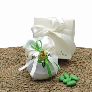 Bomboniera nozze di smeraldo con orchidea