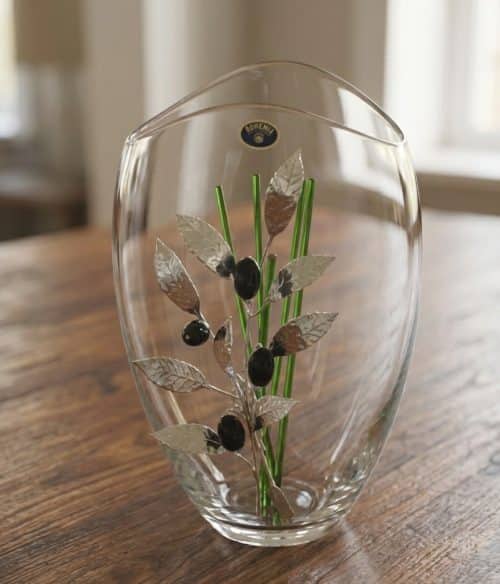 vaso in cristallo con argento