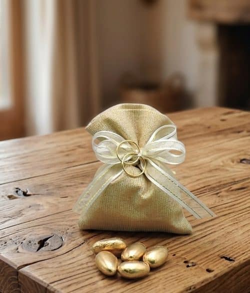 Bomboniera nozze d'oro con fedi