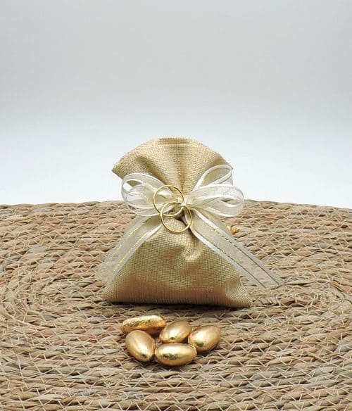 Bomboniera Nozze d'oro con fedi dorate