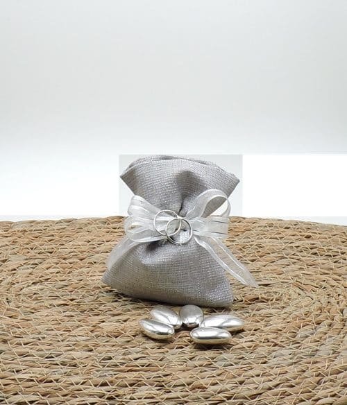 Bomboniera Nozze d'Argento con fedi.