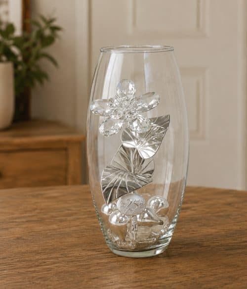 Vaso nozze d'argento, idea regalo artigianale
