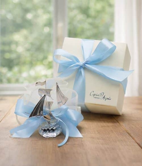 Bomboniera battesimo con veliero fatto a mano