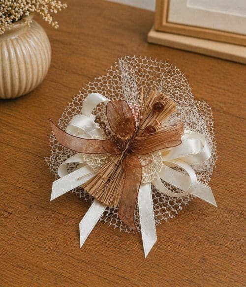 Bomboniera sacchetto con fiore in vetro