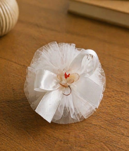 Sacchettino matrimonio con orchidea in vetro