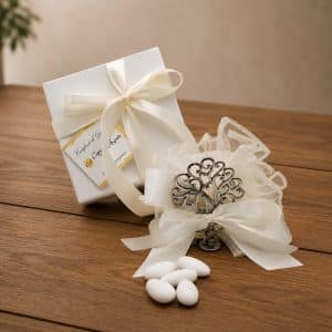 Bomboniera in promozione con albero della vita con confetti