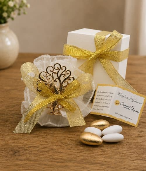 bomboniera nozze d'oro con albero della vita in offerta