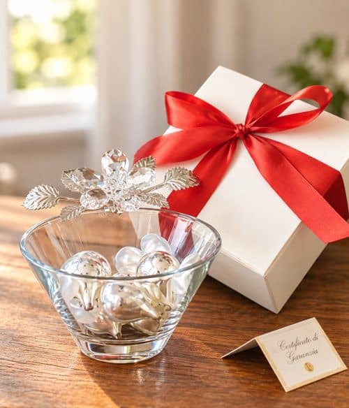 Portacioccolatini con fiore in cristallo con confezione regalo